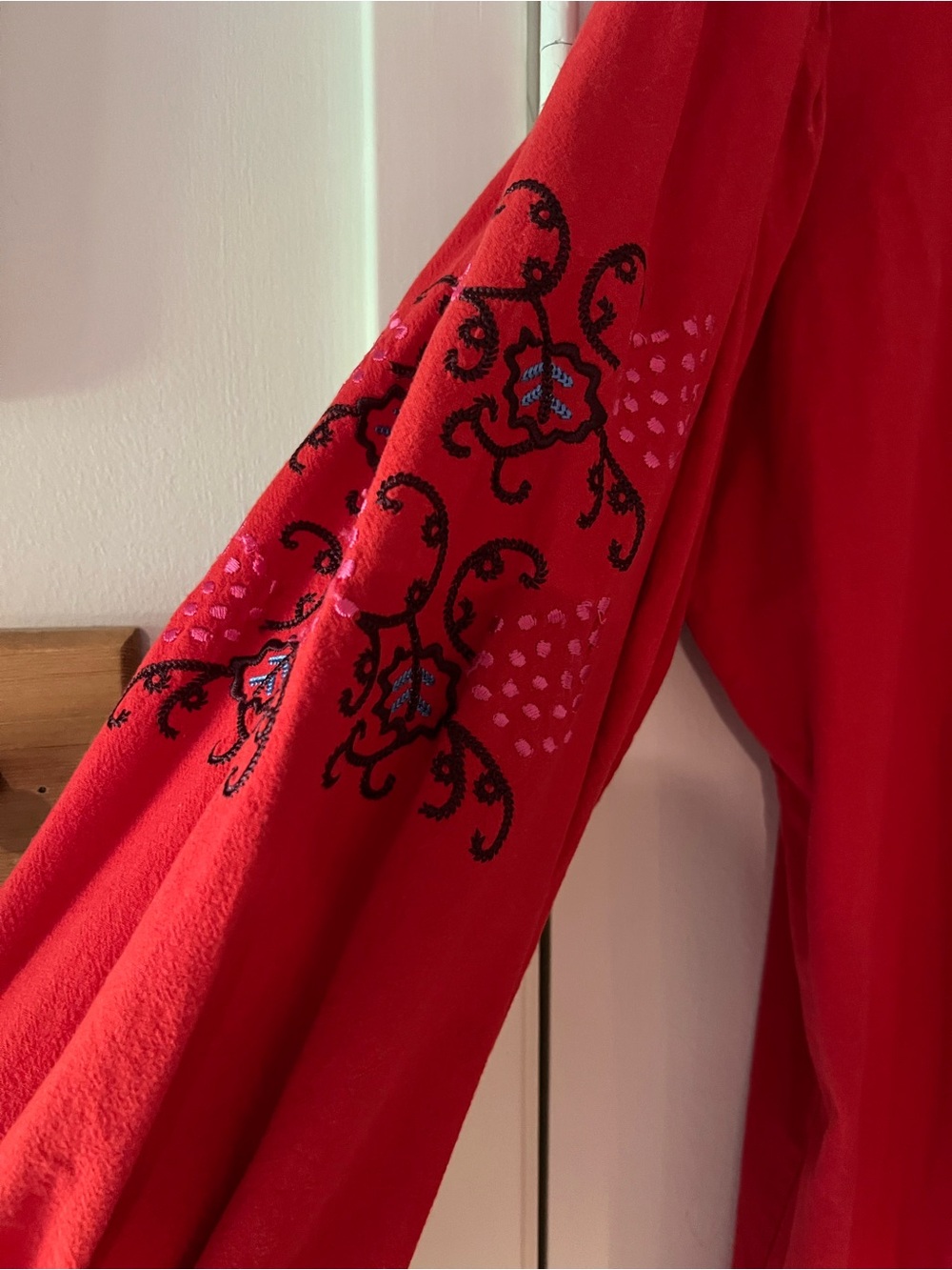 FIGUE Red Embroidered Button-Front Blouse - Picture 3 of 6
